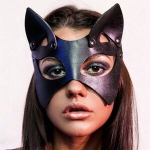 - Halloween Cat 1pc Woman Adult Leather Bondage Mask